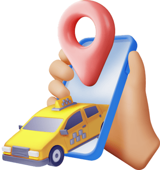 3D Taxi Car Sedan in Mobile Phone png