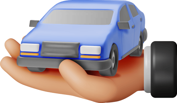 3D Blue Car Vintage Model in Hand png