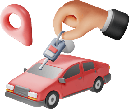 3D Sedan Car, Location Pin and Keys png