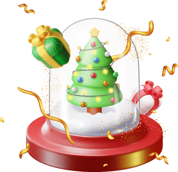 3D Glass Christmas Snow Globe with Tree png