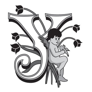 Cherubs Initial Caps Font Capital Letter Y vector design