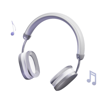 Headphones with music notes 3d rendered icon isolated png