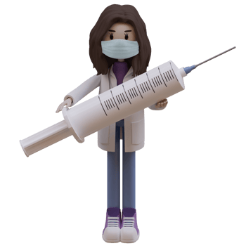 Female doctor wearing a mask and holding syringe png