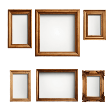 AI generated wooden frames isolated on transparent background png