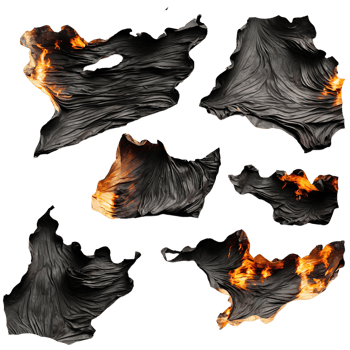 AI generated burnt and charred paper isolated on transparent background png