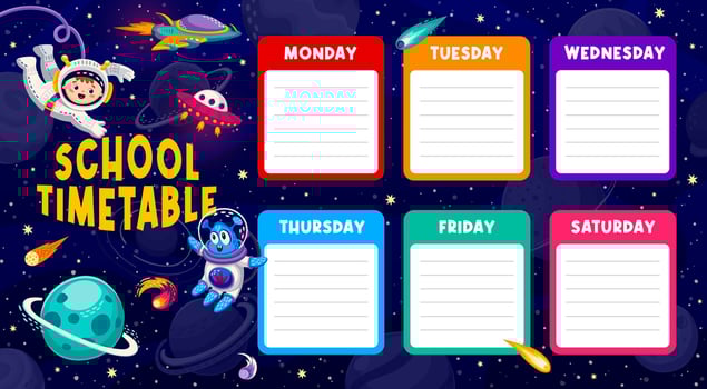 Education timetable schedule on space landscape vector