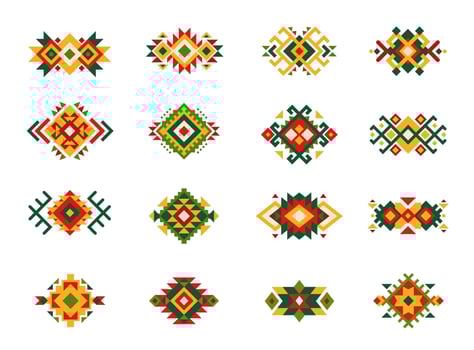 Mexican tribal motif patterns. ethnic ornament vector