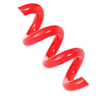 3d Spiral curve line decorative Christmas element red color. Realistic design In plastic cartoon style. transparent illustration png