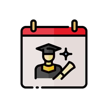 vector Graduation date icon in simple colored outline style