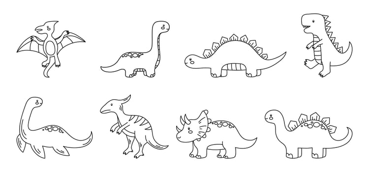 dinosaur doodle coloring cartoon vector