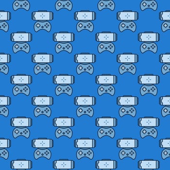 Mobilephone Game Controller vector Phone Gamepad colored seamless pattern