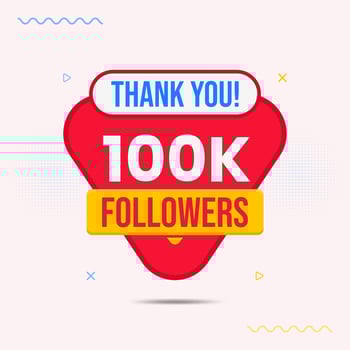 thank you 100k followers celebration banner design vector