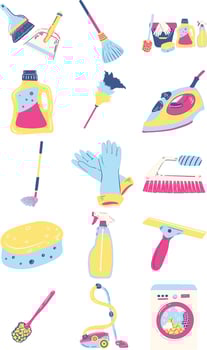 Fresh Cleaning Tools Illustration Set vector