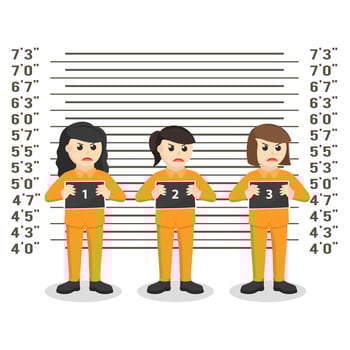 prisoner woman suspect identification room design character on white background vector