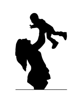 Vector illustration silhouettes of family on a white background
