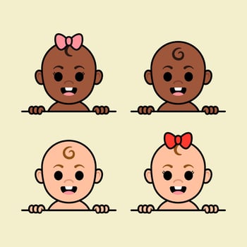 Vector Peeking Babies Illustration