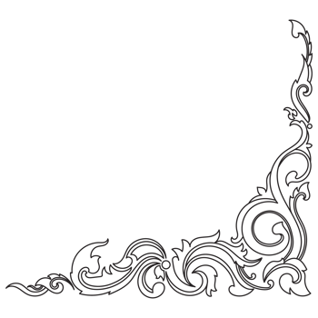 Thin line vintage corner. Medieval period of the Victorian dynasty. Fancy black monogram frame design element abstract icon collection Flower simple symbol png