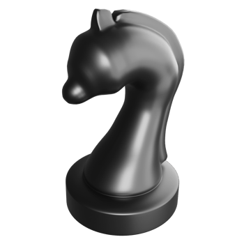 Black knight chess piece clipart cartoon design icon isolated on transparent background, 3D render chess concept png
