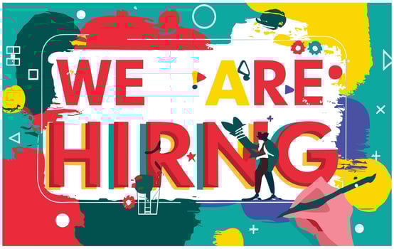 We Are Hiring People Recruitment Human Resources Concept Vector Illustration, We are hiring banner, flat vector illustration. Job interview concept.