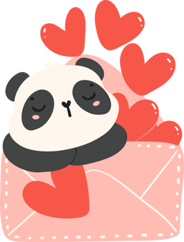 Cute Baby Panda Valentine love letter png