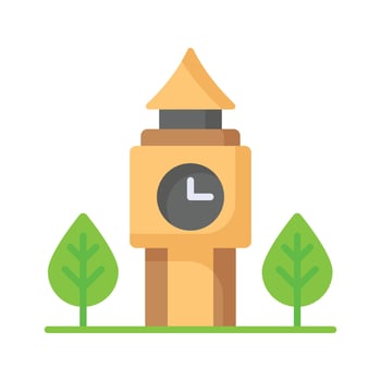An icon of clock tower in modern design style, isolated on white background vector