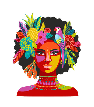 Portrait of woman in brazil carnival outfit. Vector isolated abstract illustration. Design elements for carnival concept and other use