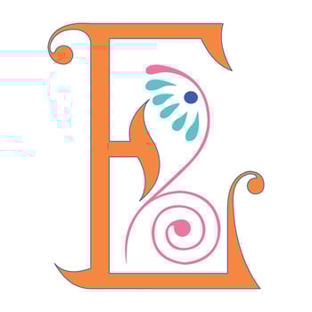 Art Spring Initial Caps Font Capital Letter E vector design illustration
