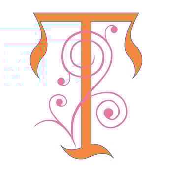 Art Spring Initial Caps Font Capital Letter T vector design illustration