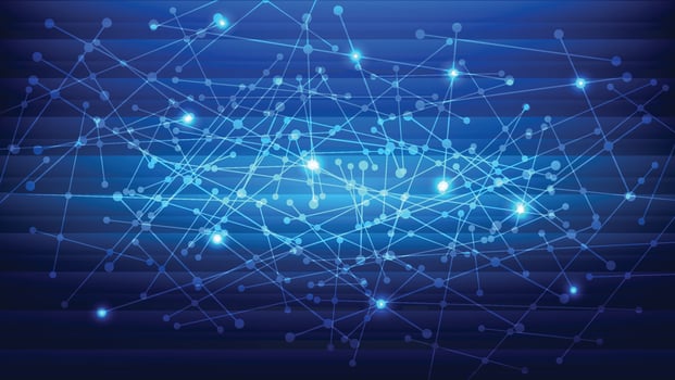 abstract futuristic technology background. line and dot connection as network with blue light vector