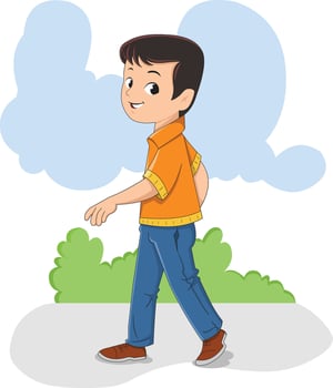 Little boy walking on the ground vector illustration