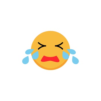 Crying emoji. Cartoon Round yellow face with tears. illustration. Vector