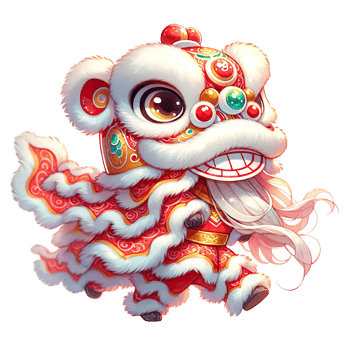 AI generated Watercolor Chinese lion dance celebrates the Chinese New Year png