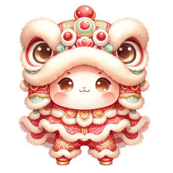 AI generated Watercolor Chinese lion dance celebrates the Chinese New Year png