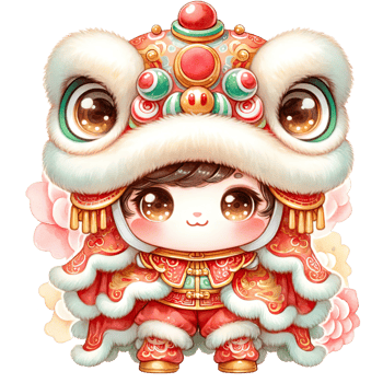 AI generated Watercolor Chinese lion dance celebrates the Chinese New Year png
