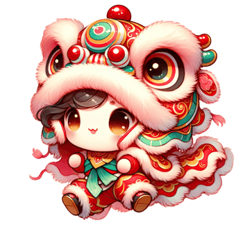AI generated Watercolor Chinese lion dance celebrates the Chinese New Year png