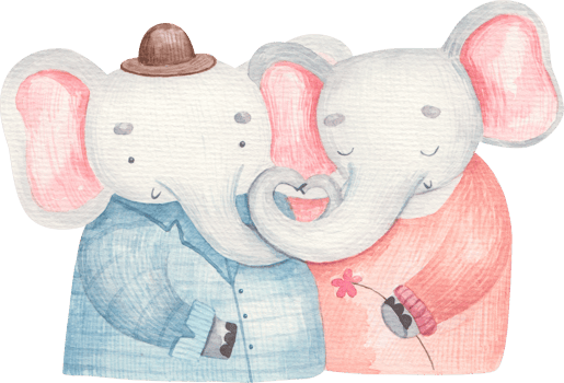 watercolor illustration for valentines day with rabbits in love png