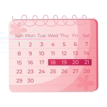 Menstruation calendar for menstruation control, pregnancy planning, schedule marked days. Menstrual period products, female nature. Feminine hygiene during the menstrual cycle. Women health, PMS vector