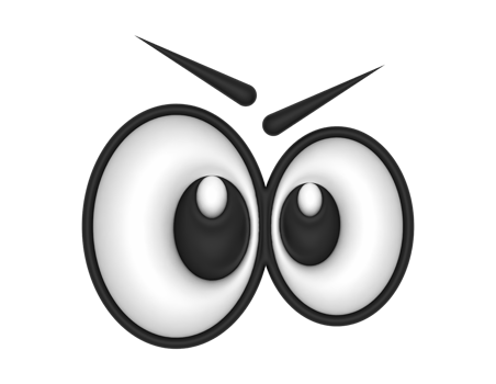 3d Cartoon Eyes Angry on a transparent background png
