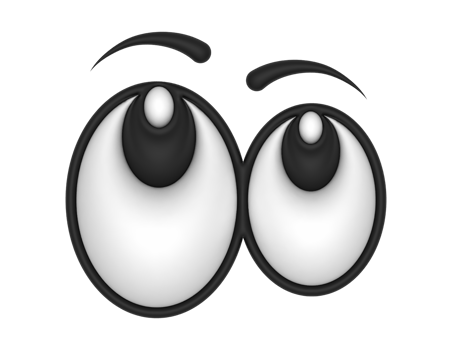 3d Cute Cartoon Eyes Looking Up on a transparent background png
