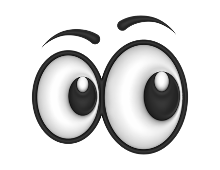 3d Cute Cartoon Eyes Looking Right on a transparent background png