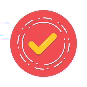 Check mark inside circle depicting concept flat icon of verified vector