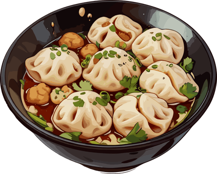 AI generated Dumplings Food in Bowl Sticker png