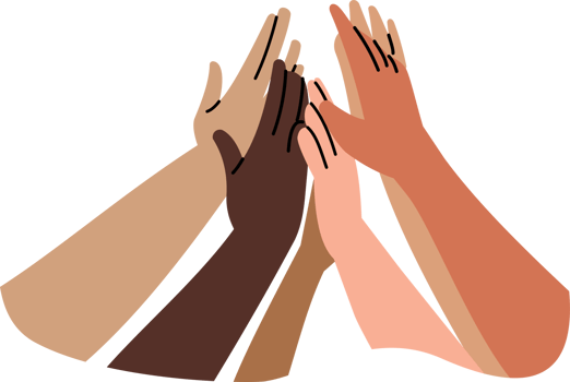 Diverse Hands Reaching for Unity and success celebration png