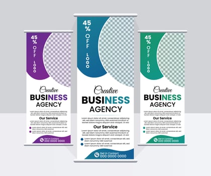 Roll up banner stand template design . Modern exhibition advertising trend business roll up banner. vector