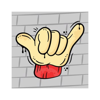 Cartoon style cute hand gesture in graffiti style, ready to use vector