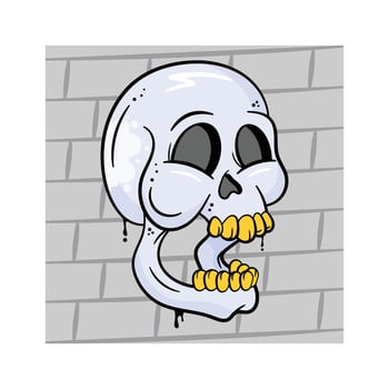Devil skull hand drawn vector, head skeleton, scary head bone, funny cartoon skull icon vector