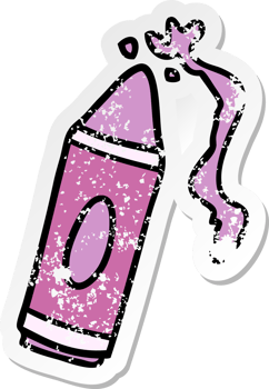 hand drawn distressed sticker cartoon doodle of a pink crayon png