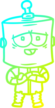 cold gradient line drawing of a cartoon robot png