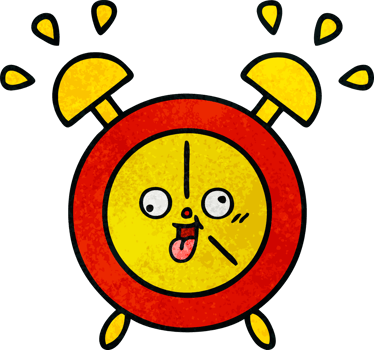 retro grunge texture cartoon of a alarm clock png
