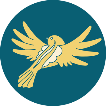 iconic tattoo style image of a flying bird png